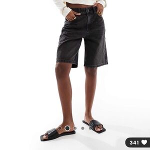 ASOS DESIGN denim bermuda shorts in washed black